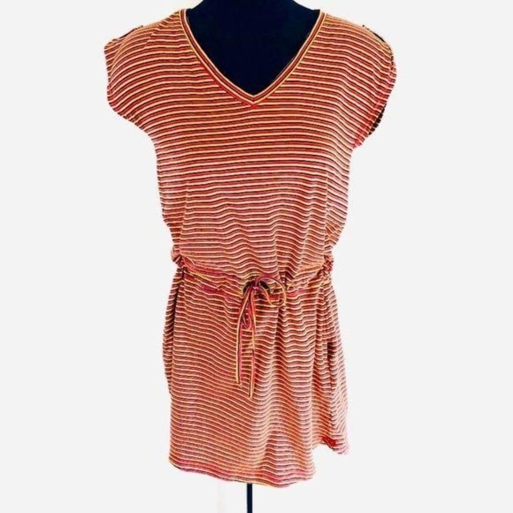 CANTAO Short Sleeve Stripe Dress small